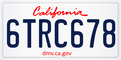 CA license plate 6TRC678