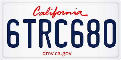 CA license plate 6TRC680