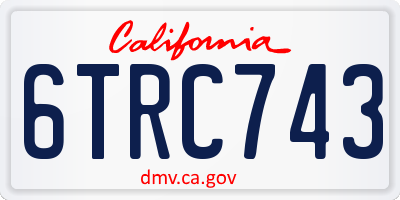 CA license plate 6TRC743