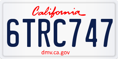 CA license plate 6TRC747