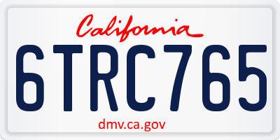 CA license plate 6TRC765