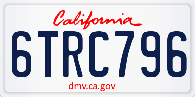 CA license plate 6TRC796