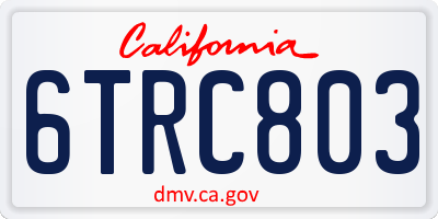 CA license plate 6TRC803