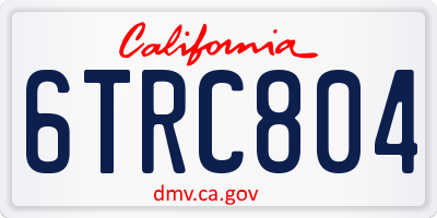 CA license plate 6TRC804