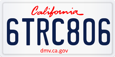 CA license plate 6TRC806