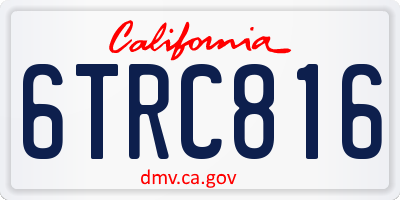 CA license plate 6TRC816