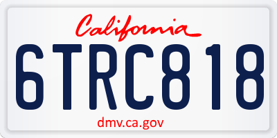 CA license plate 6TRC818