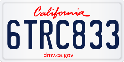 CA license plate 6TRC833