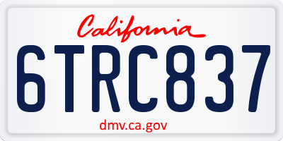 CA license plate 6TRC837