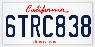 CA license plate 6TRC838