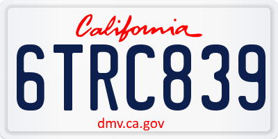 CA license plate 6TRC839