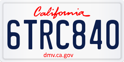 CA license plate 6TRC840