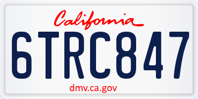 CA license plate 6TRC847