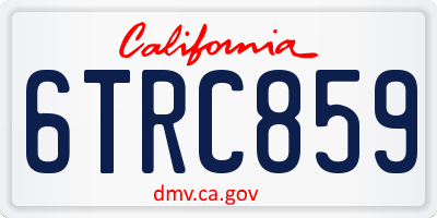 CA license plate 6TRC859