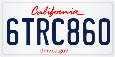 CA license plate 6TRC860