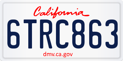 CA license plate 6TRC863