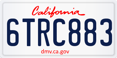 CA license plate 6TRC883
