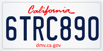 CA license plate 6TRC890