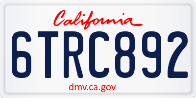 CA license plate 6TRC892