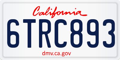 CA license plate 6TRC893