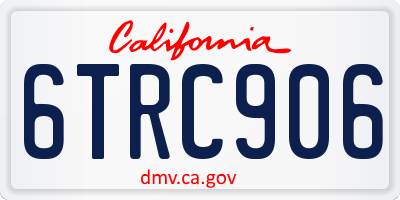 CA license plate 6TRC906