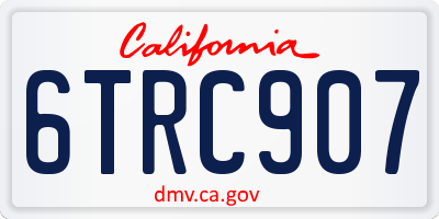 CA license plate 6TRC907
