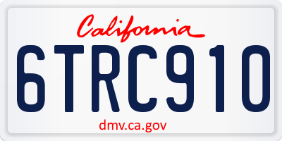 CA license plate 6TRC910