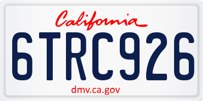 CA license plate 6TRC926