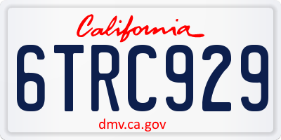 CA license plate 6TRC929