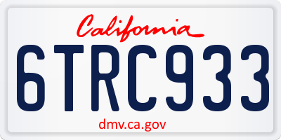 CA license plate 6TRC933