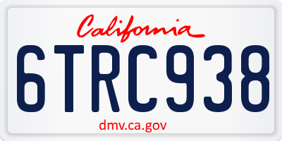 CA license plate 6TRC938