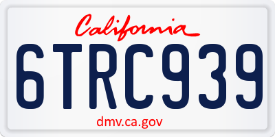 CA license plate 6TRC939