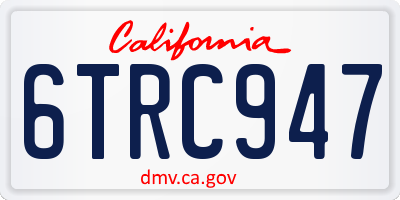 CA license plate 6TRC947