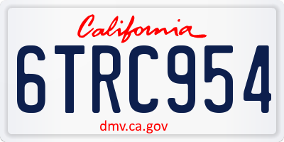CA license plate 6TRC954