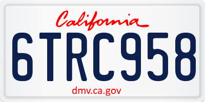 CA license plate 6TRC958