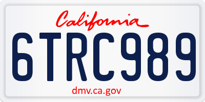 CA license plate 6TRC989