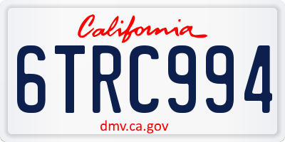 CA license plate 6TRC994