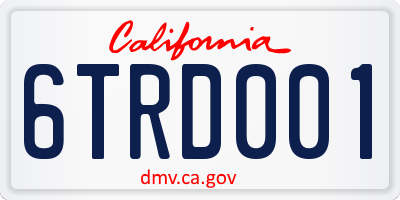 CA license plate 6TRD001