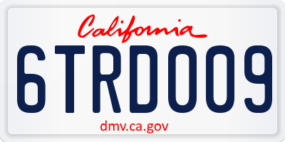 CA license plate 6TRD009