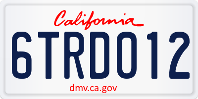 CA license plate 6TRD012