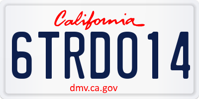 CA license plate 6TRD014
