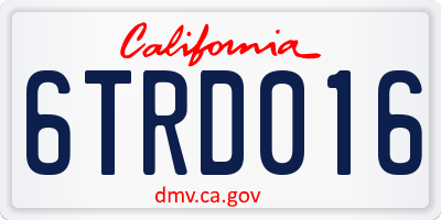 CA license plate 6TRD016