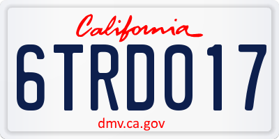 CA license plate 6TRD017