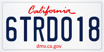 CA license plate 6TRD018