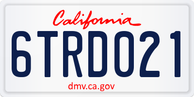 CA license plate 6TRD021