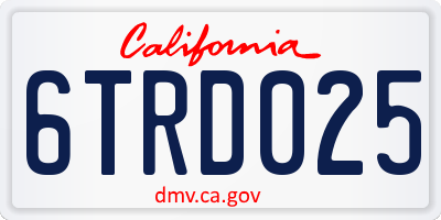 CA license plate 6TRD025