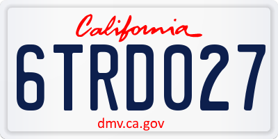 CA license plate 6TRD027