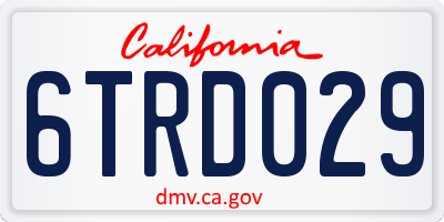 CA license plate 6TRD029