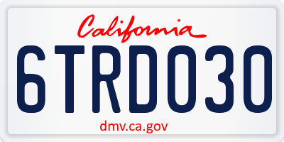 CA license plate 6TRD030