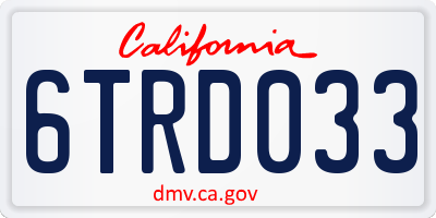 CA license plate 6TRD033